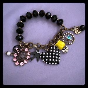 Pearl studded heart charm bracelet